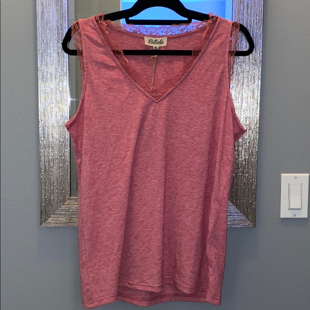 Flirty Tank Top w/Lace Trim